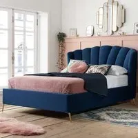 Lottie King Size Ottoman Bed with Storage - Blue, Polyester