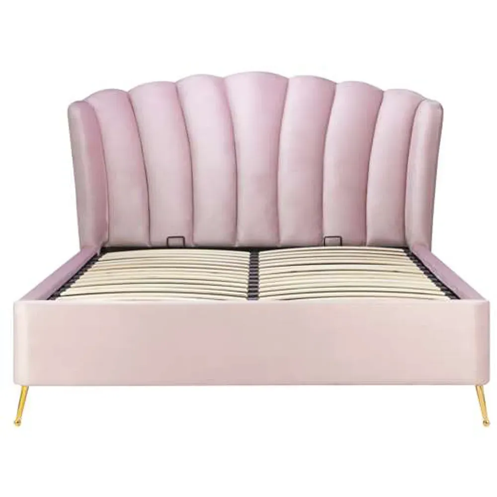 Lottie King Size Ottoman Bed with Storage - Pink, Polyester