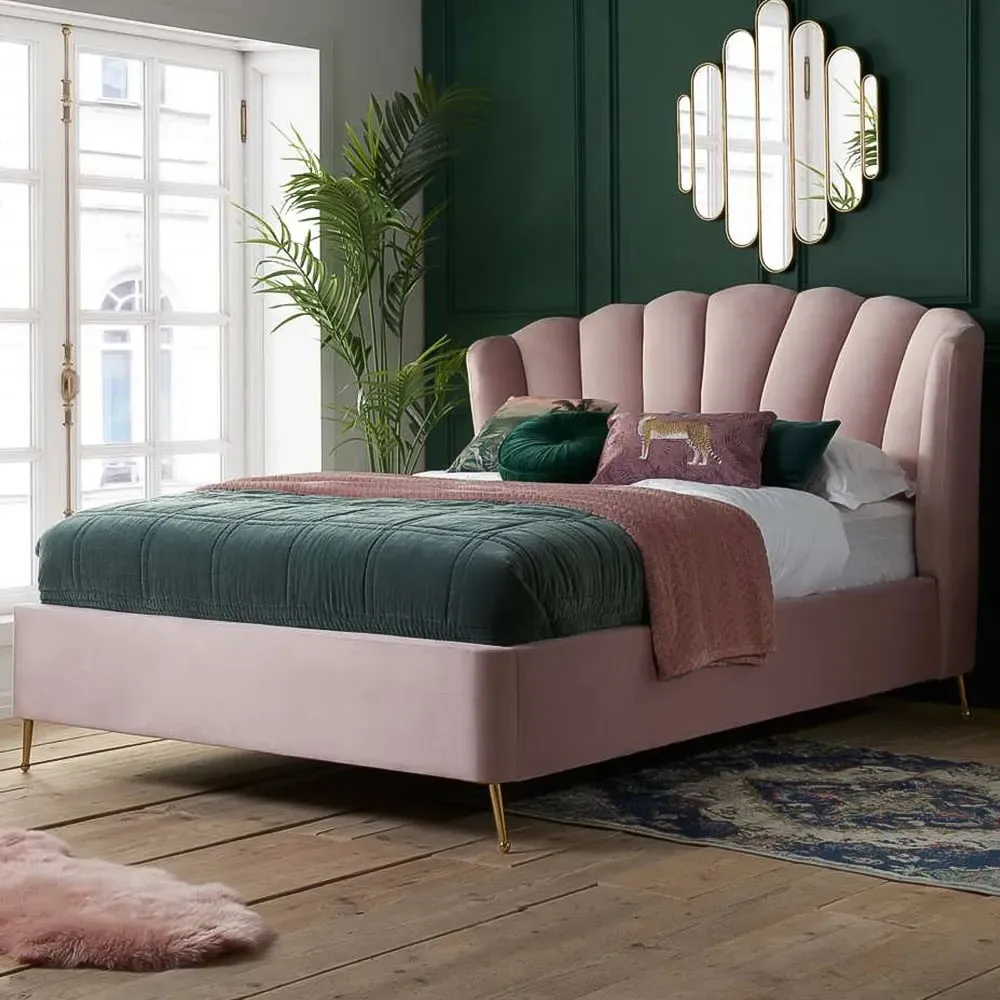 Lottie King Size Ottoman Bed with Storage - Pink, Polyester