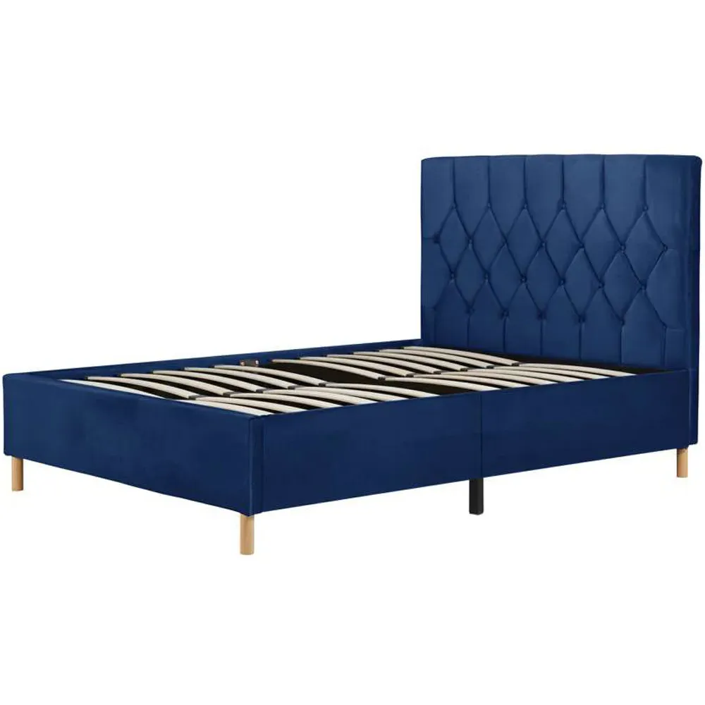 Loxley Double Bed Frame - Blue, Polyester