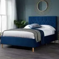 Loxley Double Bed Frame - Blue, Polyester