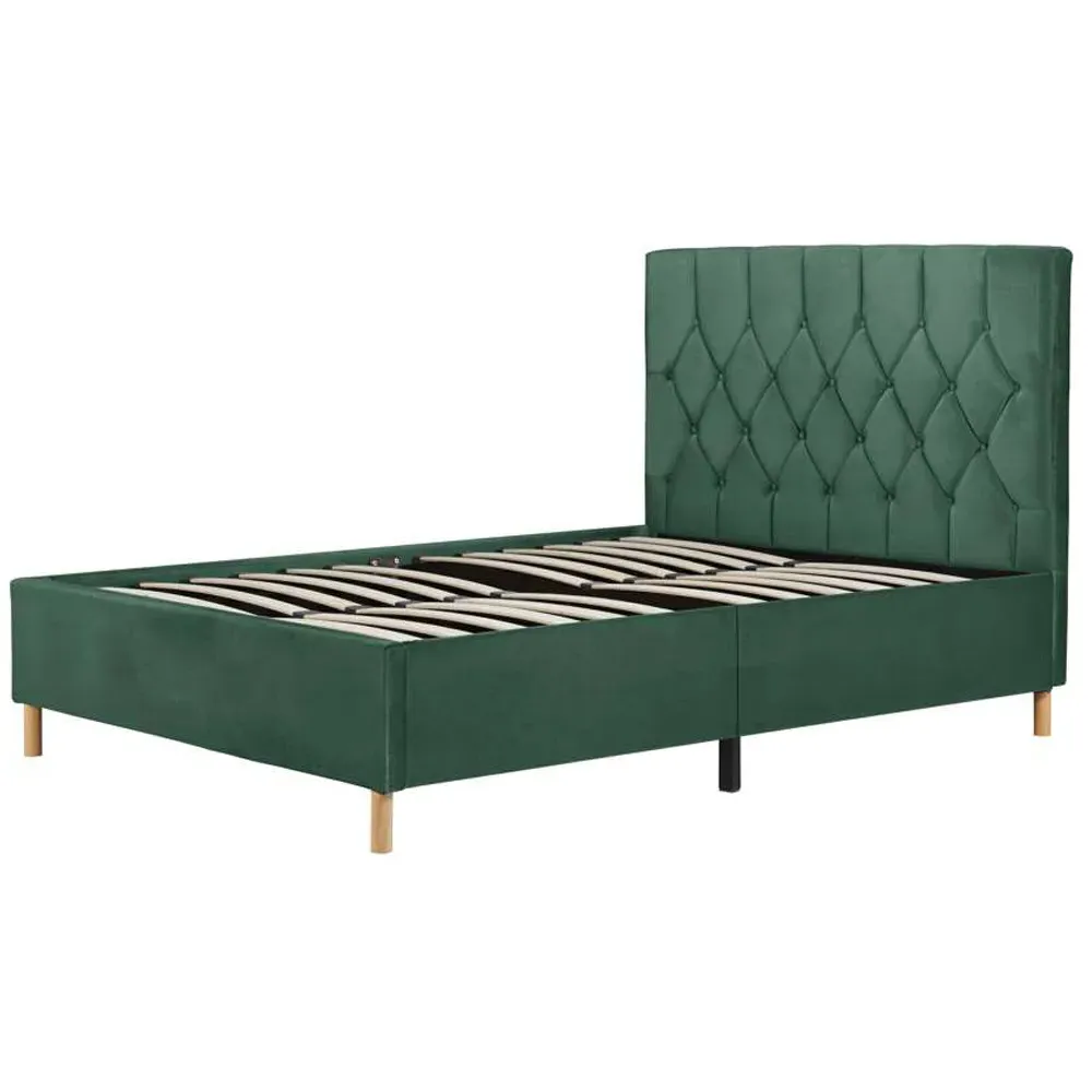 Loxley Double Bed Frame - Green, Polyester