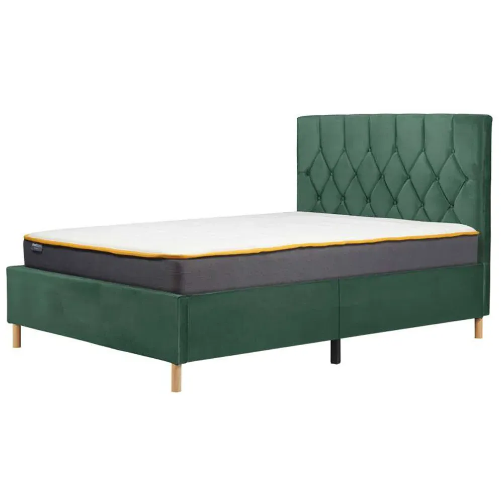 Loxley Double Bed Frame - Green, Polyester