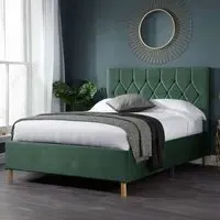 Loxley Double Bed Frame - Green, Polyester