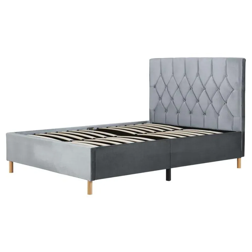 Loxley Double Bed Frame - Grey, Polyester