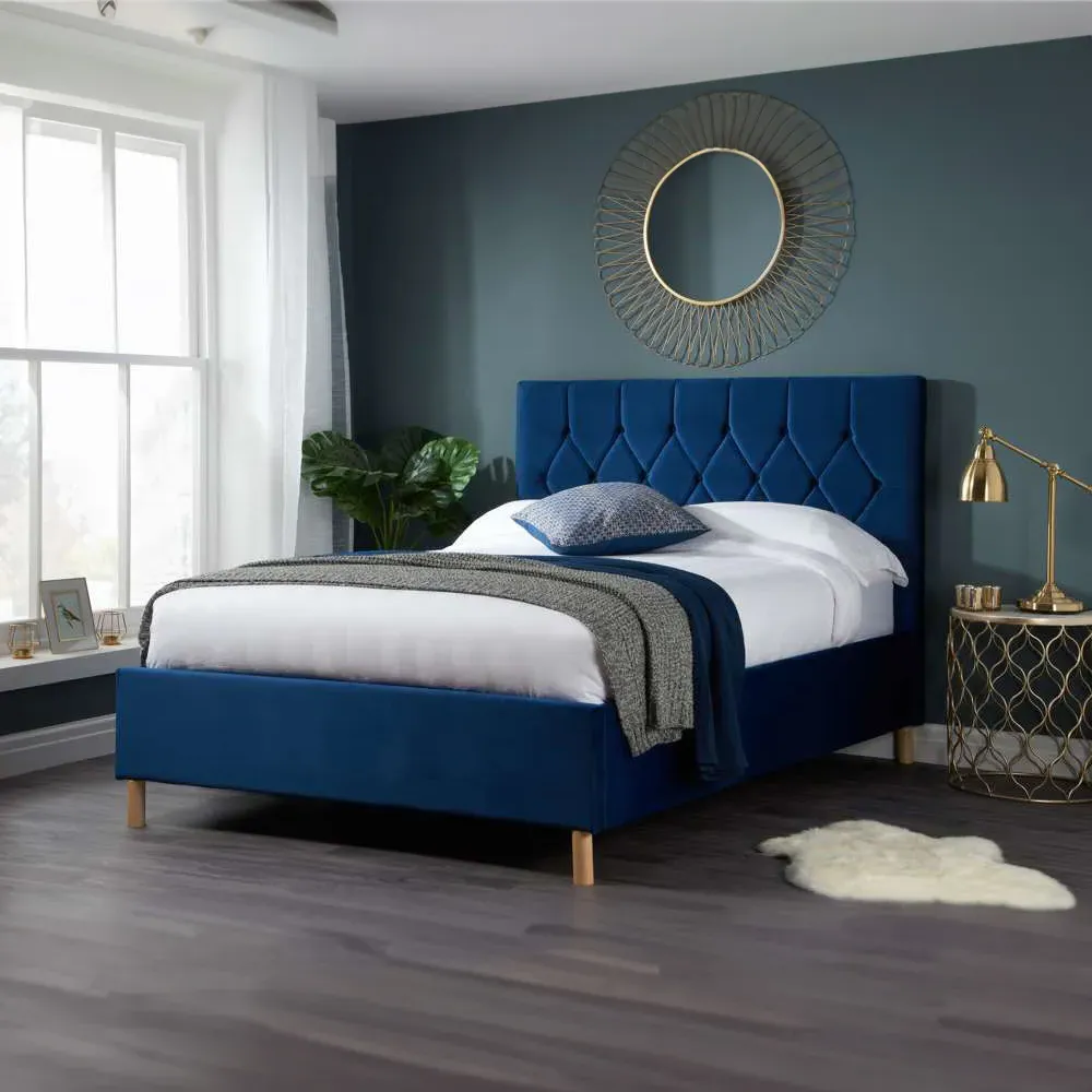 Loxley Double Bed Frame - Grey, Polyester