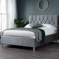 Loxley Double Bed Frame - Grey, Polyester