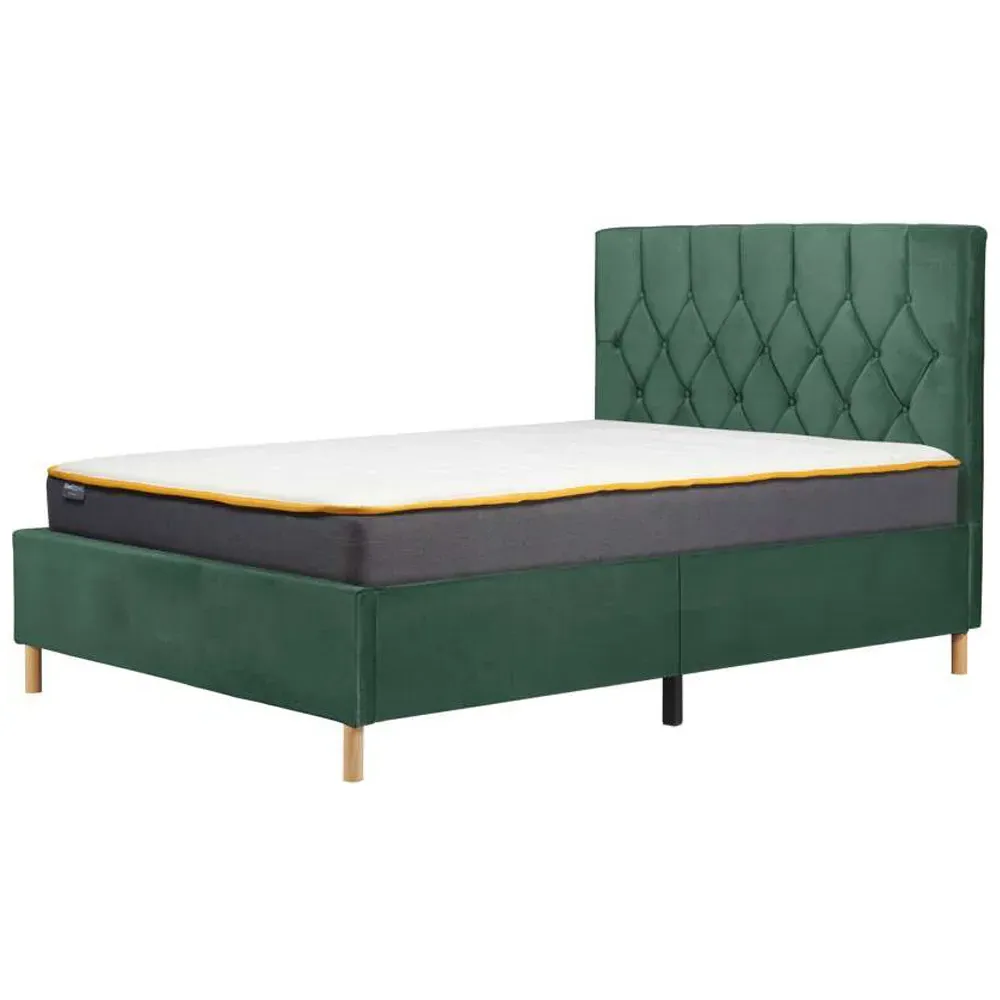Loxley King Size Bed Frame - Green, Fabric