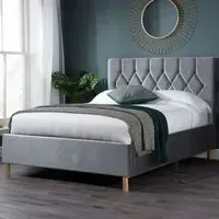 Loxley King Size Fabric Bed - Grey