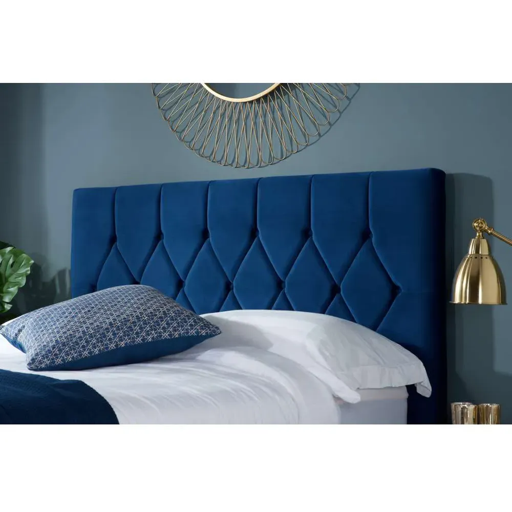 Loxley Small Double Bed Frame - Blue, Fabric