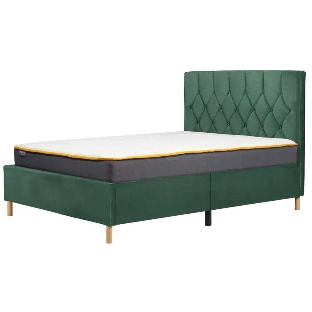 Loxley Small Double Bed Frame - Green, Fabric