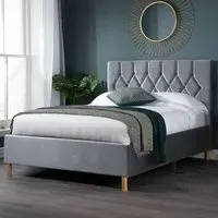 Loxley Small Double Fabric Bed - Grey