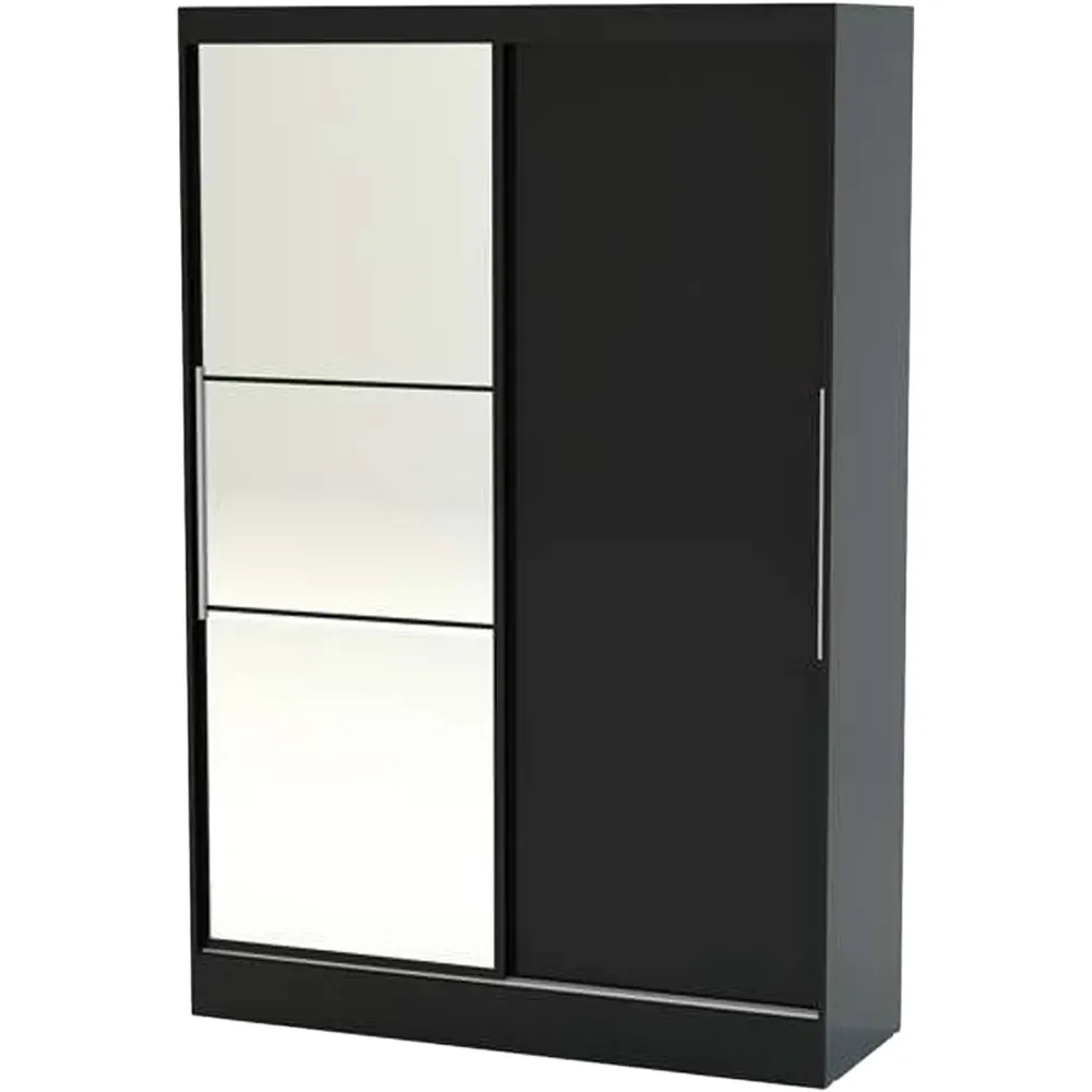 Lynx 2 Door Mirror Sliding Wardrobe - Black