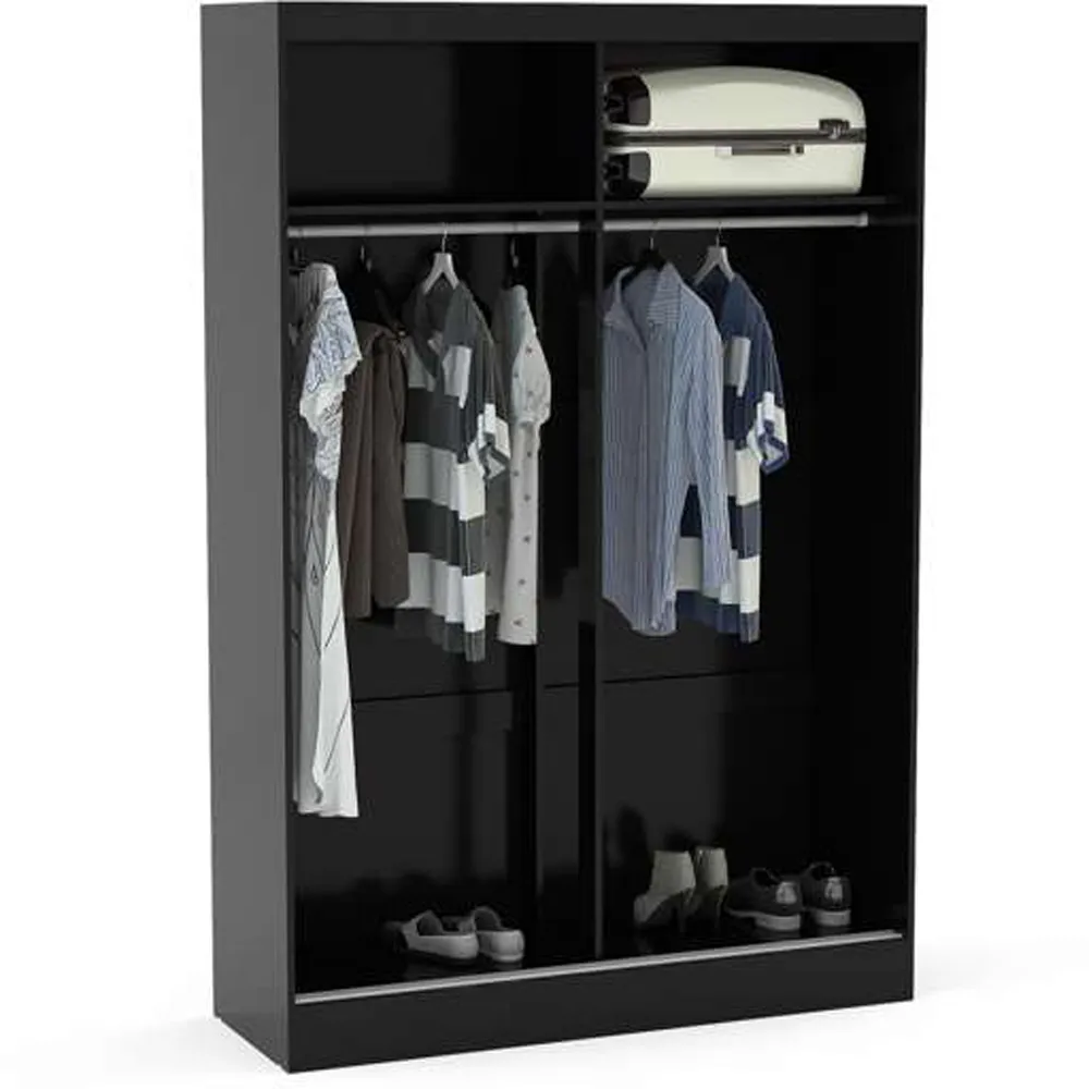 Lynx 2 Door Mirror Sliding Wardrobe - Black