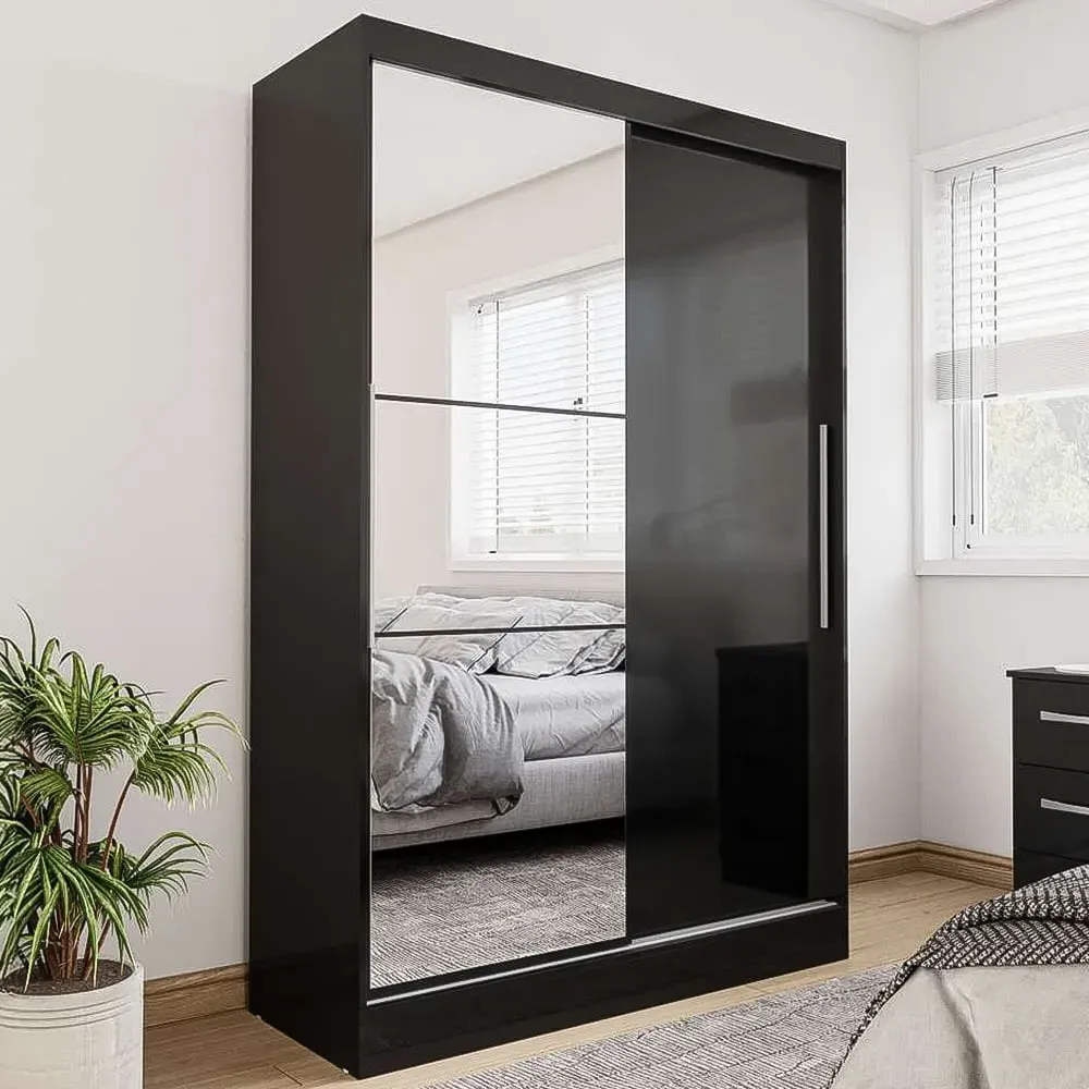 Lynx 2 Door Mirror Sliding Wardrobe - Black image