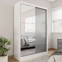 Lynx 2 Door Mirror Sliding Wardrobe - Grey and White