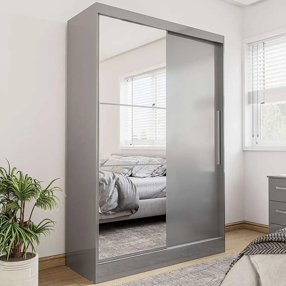 Lynx 2 Door Mirror Sliding Wardrobe - Grey