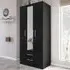 Lynx 3 Door 2 Drawer Mirror Wardrobe - Black