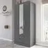 Lynx 3 Door 2 Drawer Mirror Wardrobe - Grey