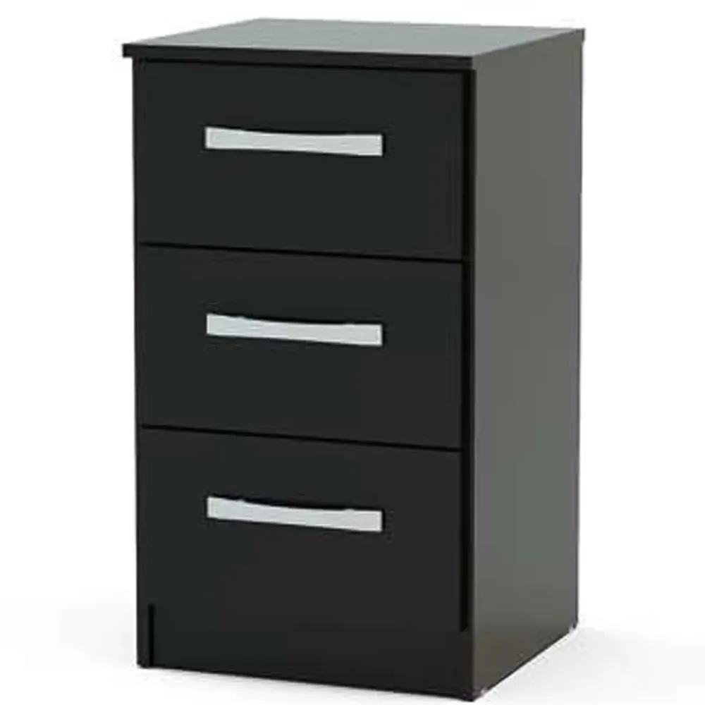 Lynx 3 Drawer Bedside Table - Black