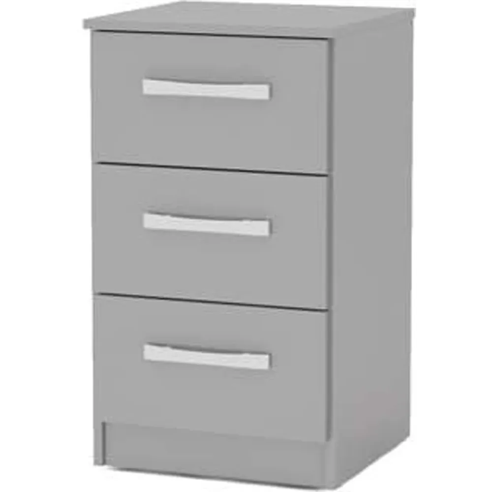 Lynx 3 Drawer Bedside Table - Grey