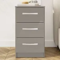 Lynx 3 Drawer Bedside Table - Grey