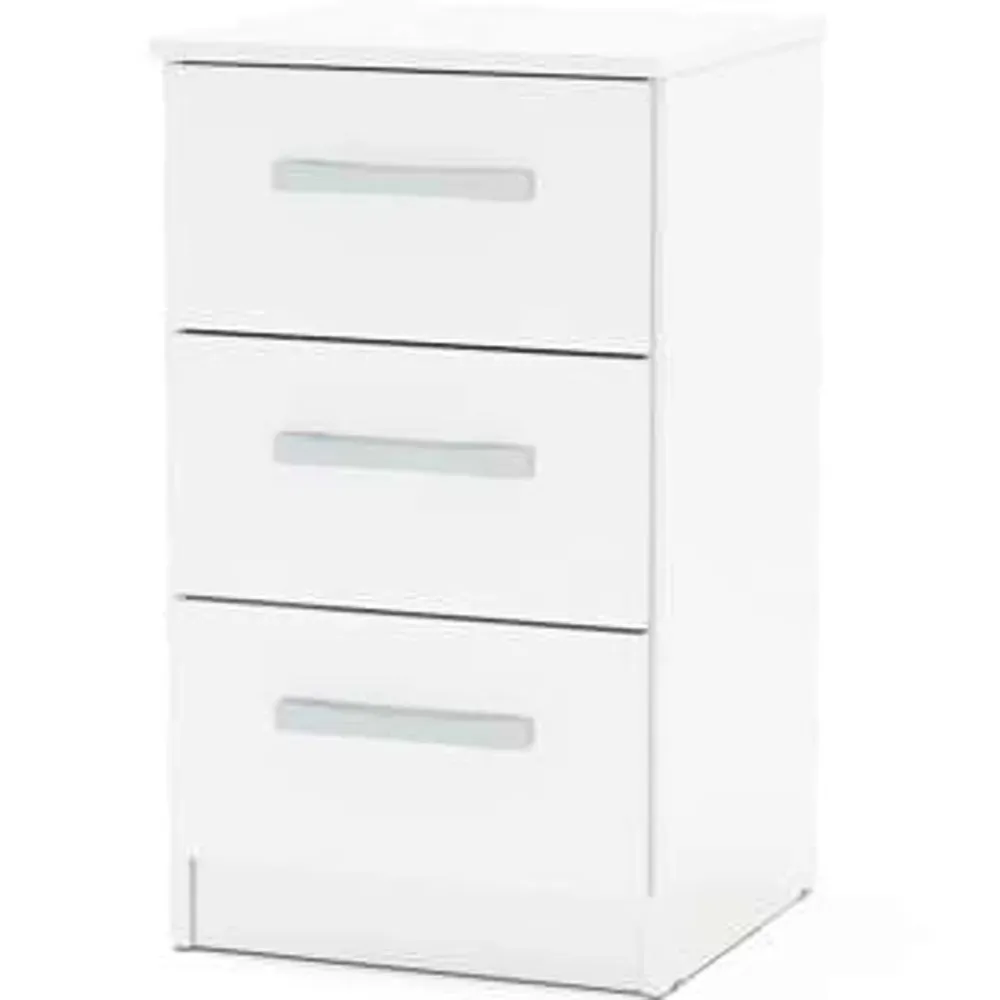 Lynx 3 Drawer Bedside Table - White