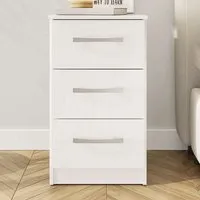 Lynx 3 Drawer Bedside Table - White