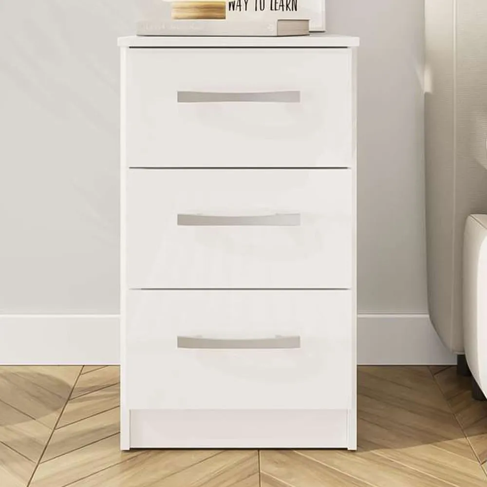 Lynx 3 Drawer Bedside Table - White image