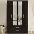 Lynx 4 Door 2 Drawer Mirror Wardrobe - Black