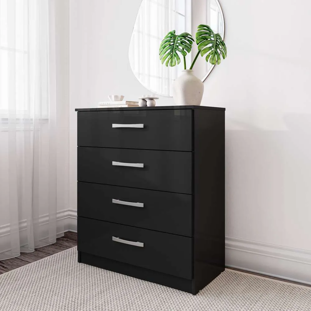 Lynx 4 Drawer Chest of Drawers - Black