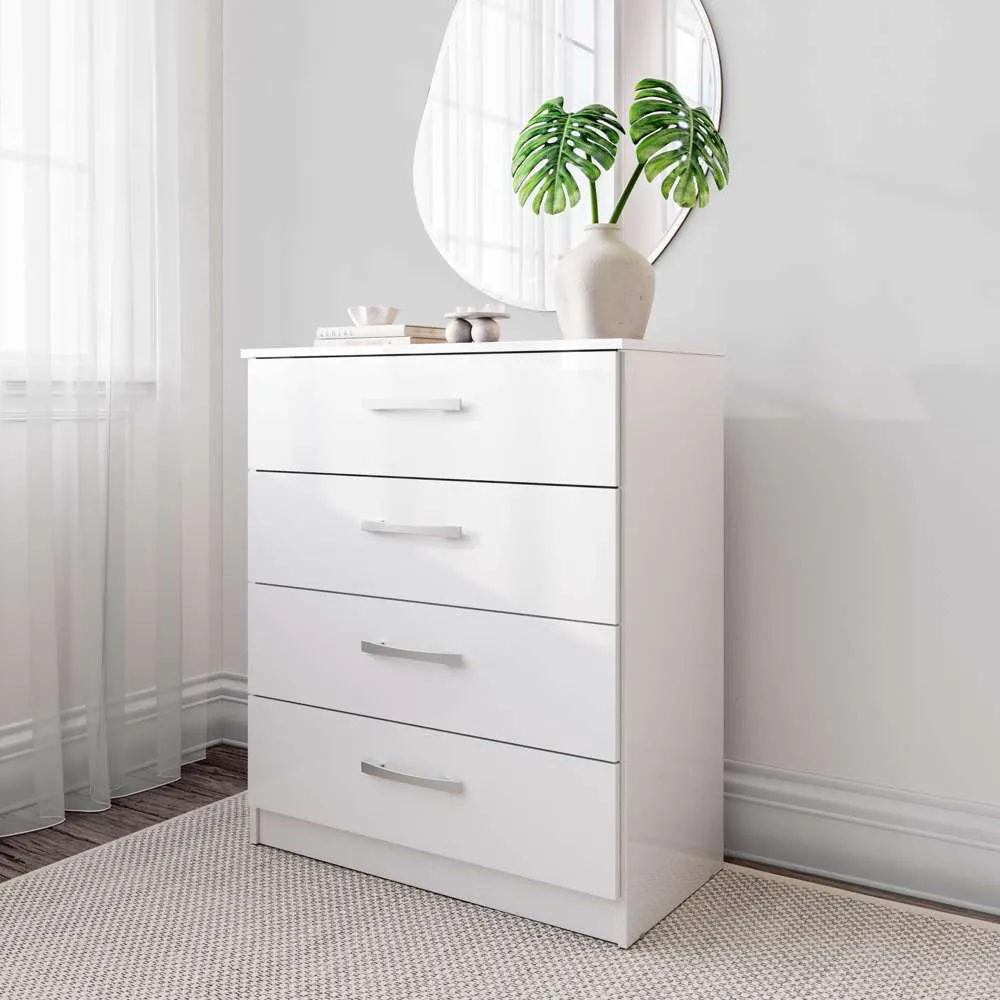 Lynx 4 Drawer Chest of Drawers - White