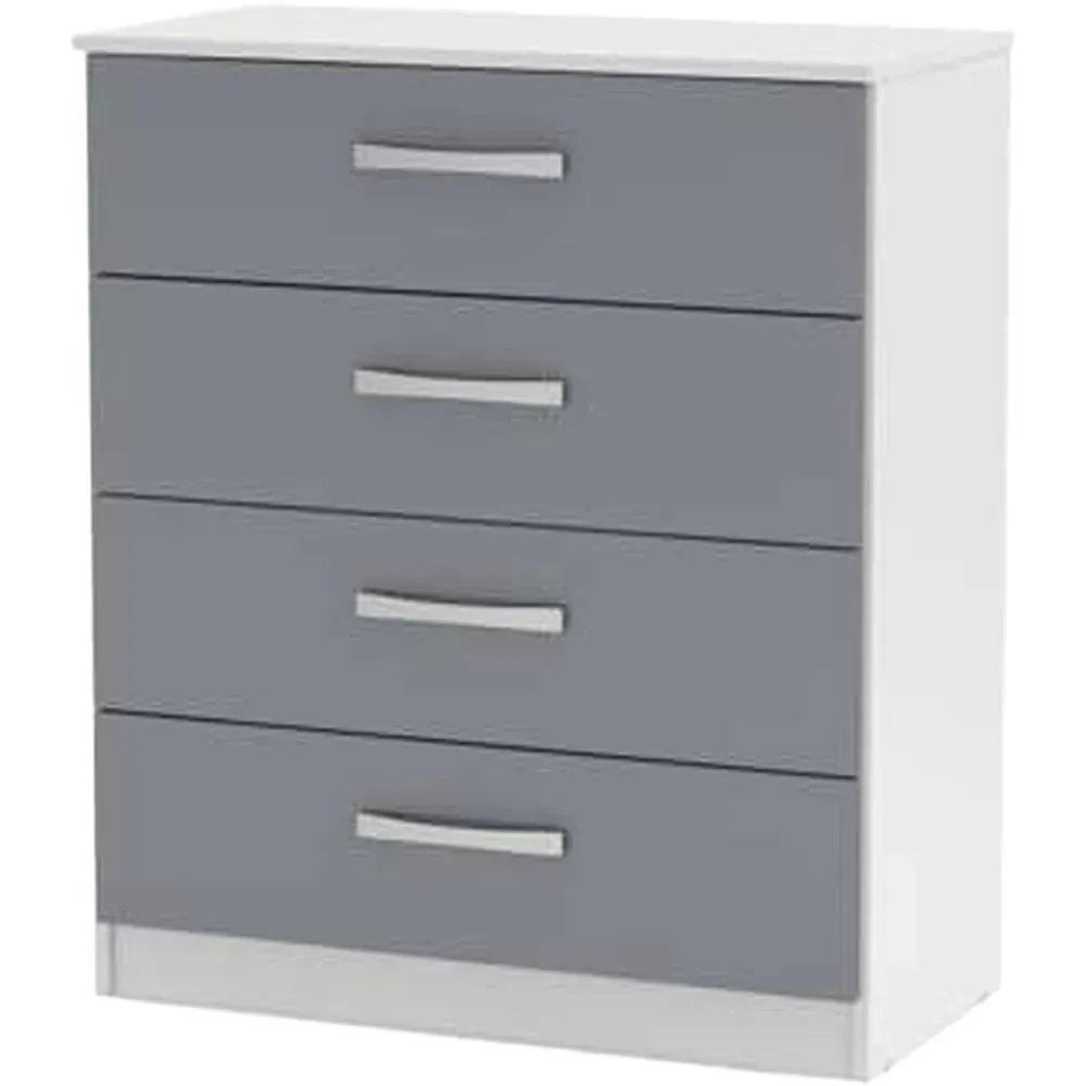 Lynx 4 Drawer Chest of Drawers - White, Grey