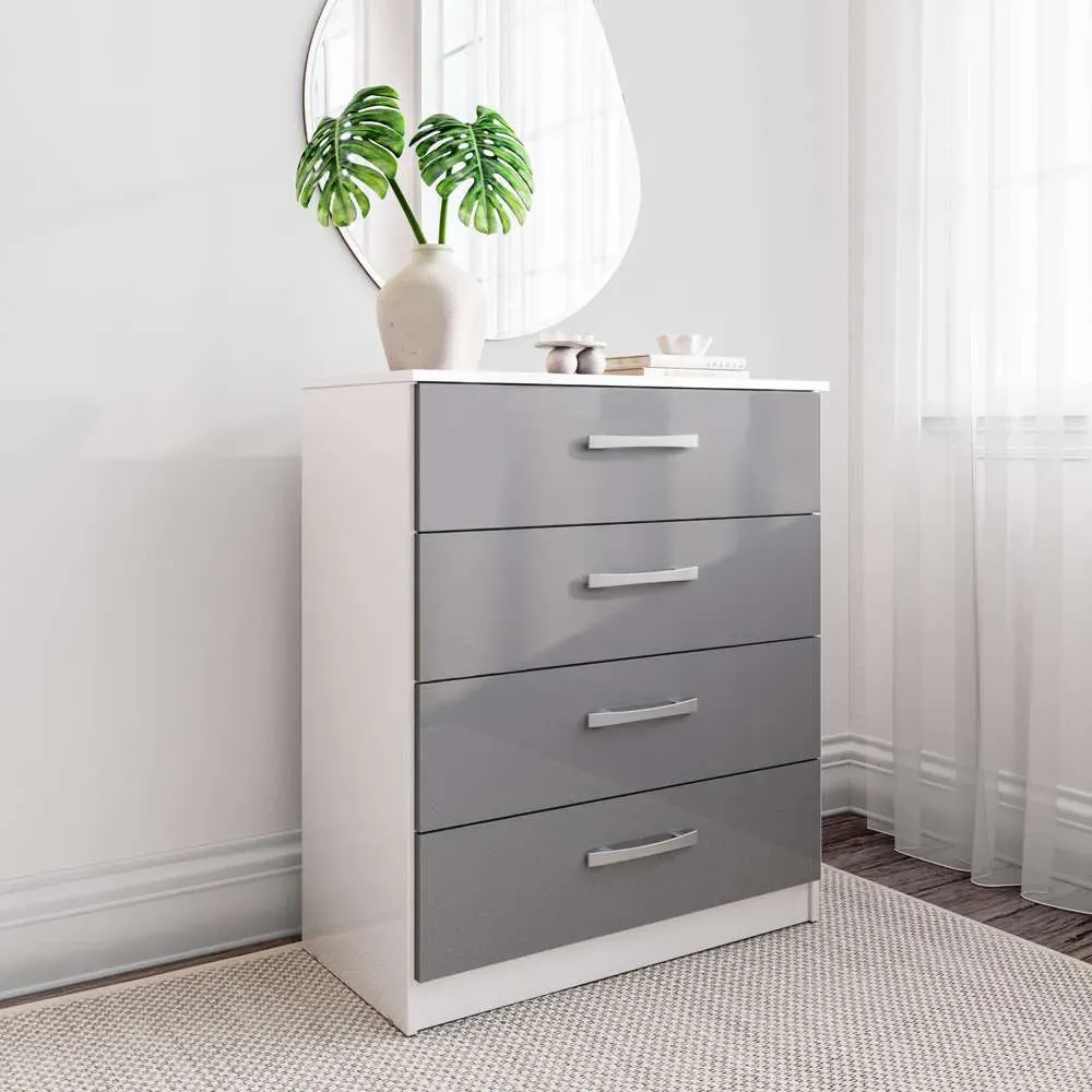 Lynx 4 Drawer Chest of Drawers - White, Grey