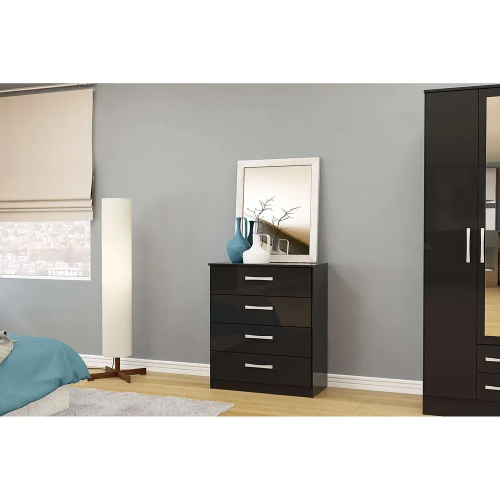 Lynx 4 Piece Bedroom Furniture Set - Black