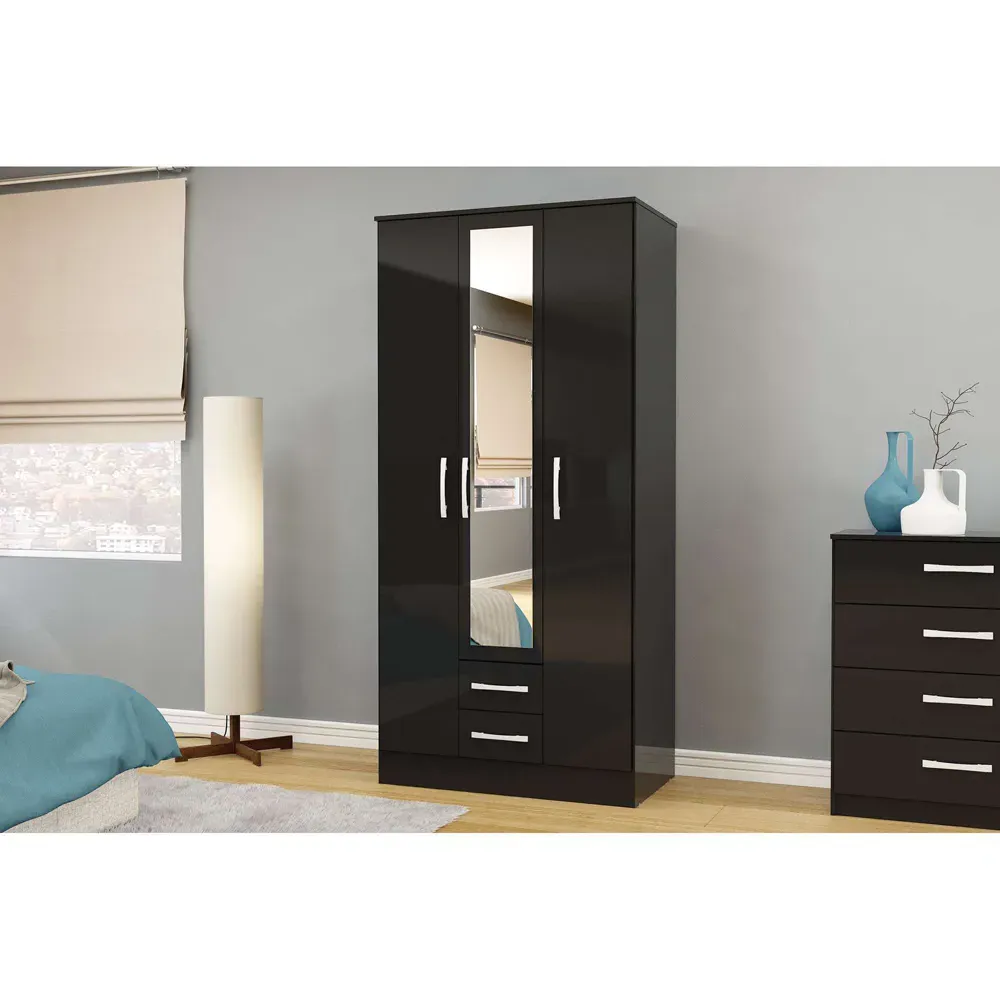 Lynx 4 Piece Bedroom Furniture Set - Black