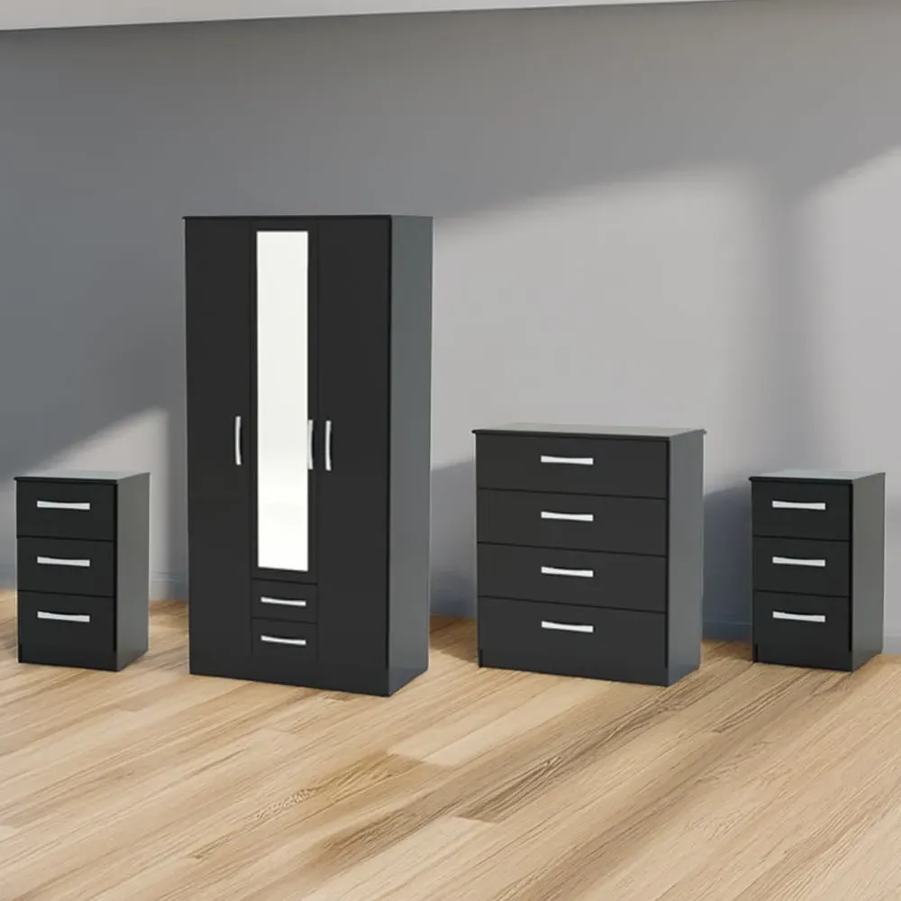 Lynx 4 Piece Bedroom Furniture Set - Black image
