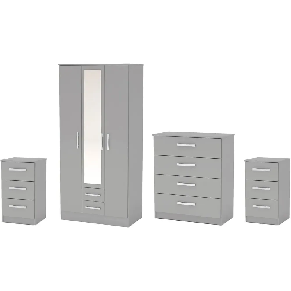 Lynx 4 Piece Bedroom Furniture Set - Grey