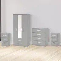 Lynx 4 Piece Bedroom Furniture Set - Grey