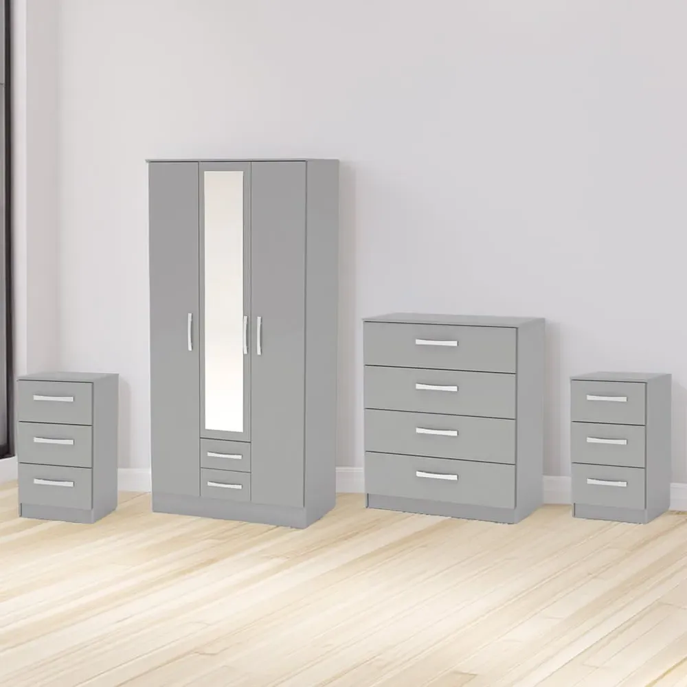 Lynx 4 Piece Bedroom Furniture Set - Grey
