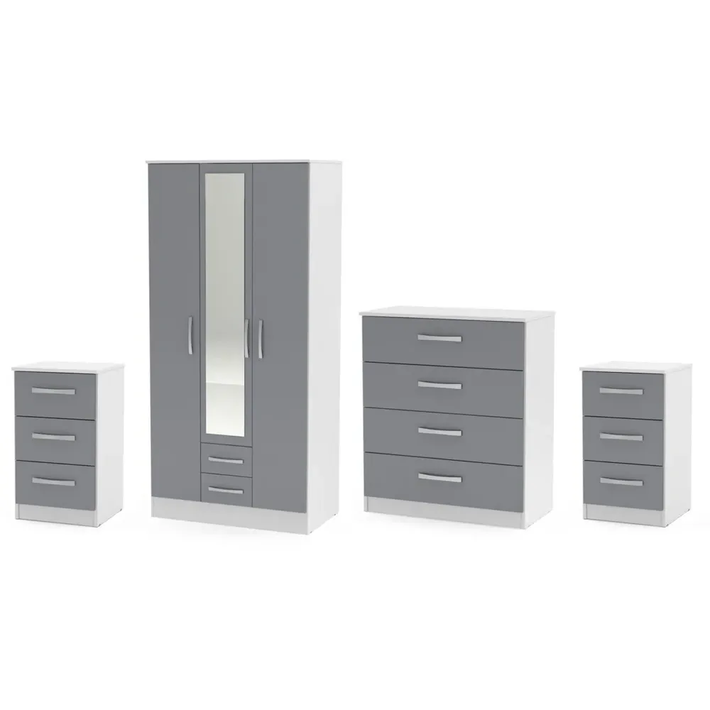 Lynx 4 Piece Bedroom Furniture Set - White