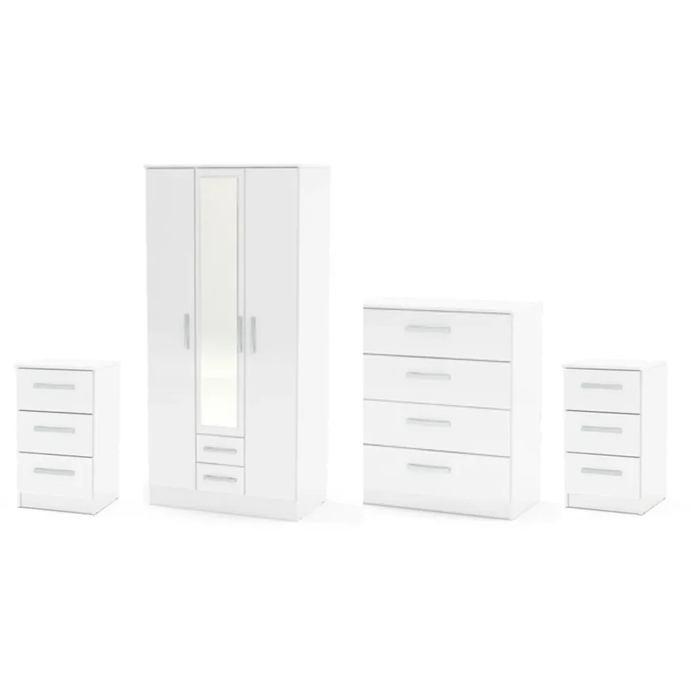 Lynx 4 Piece Bedroom Furniture Set - White