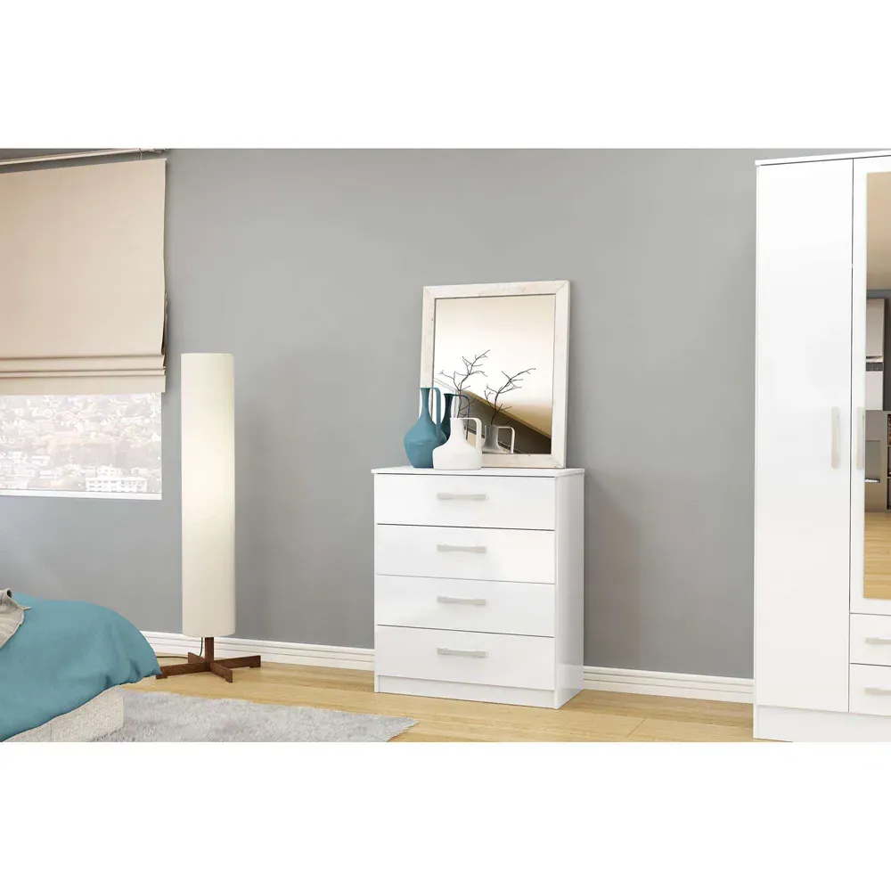 Lynx 4 Piece Bedroom Furniture Set - White