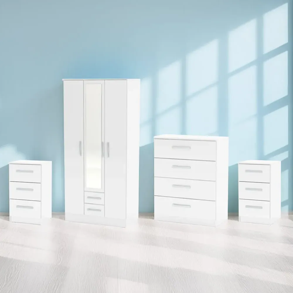 Lynx 4 Piece Bedroom Furniture Set - White