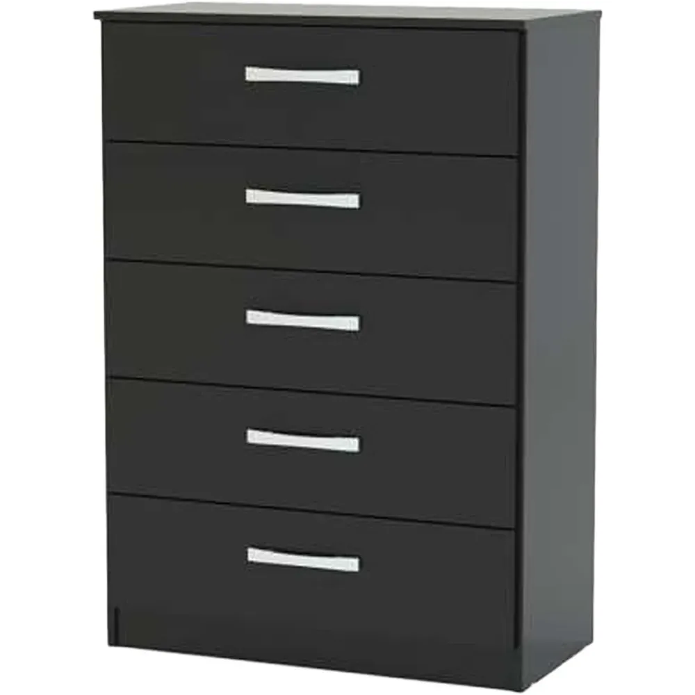 Lynx 5 Drawer Chest of Drawers - Black
