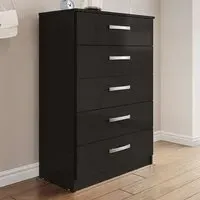 Lynx 5 Drawer Chest of Drawers - Black
