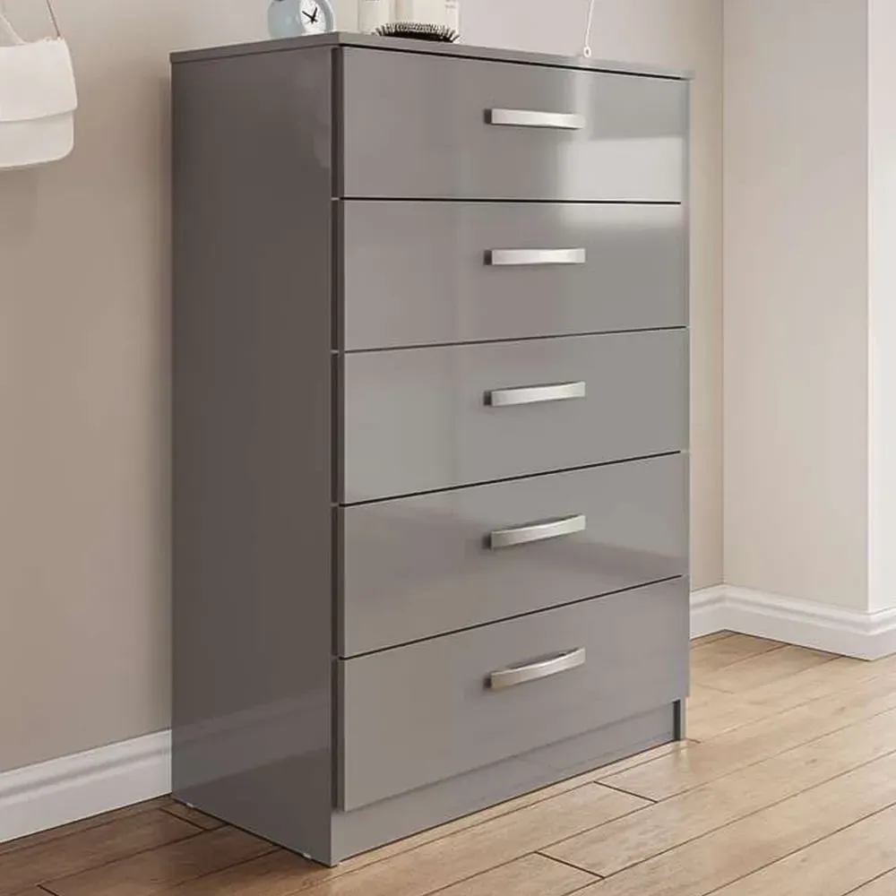 Lynx 5-Drawer Chest of Drawers - Grey
