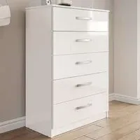 Lynx 5 Drawer Chest of Drawers - White