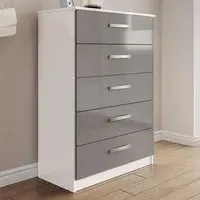 Lynx 5 Drawer Chest of Drawers - White