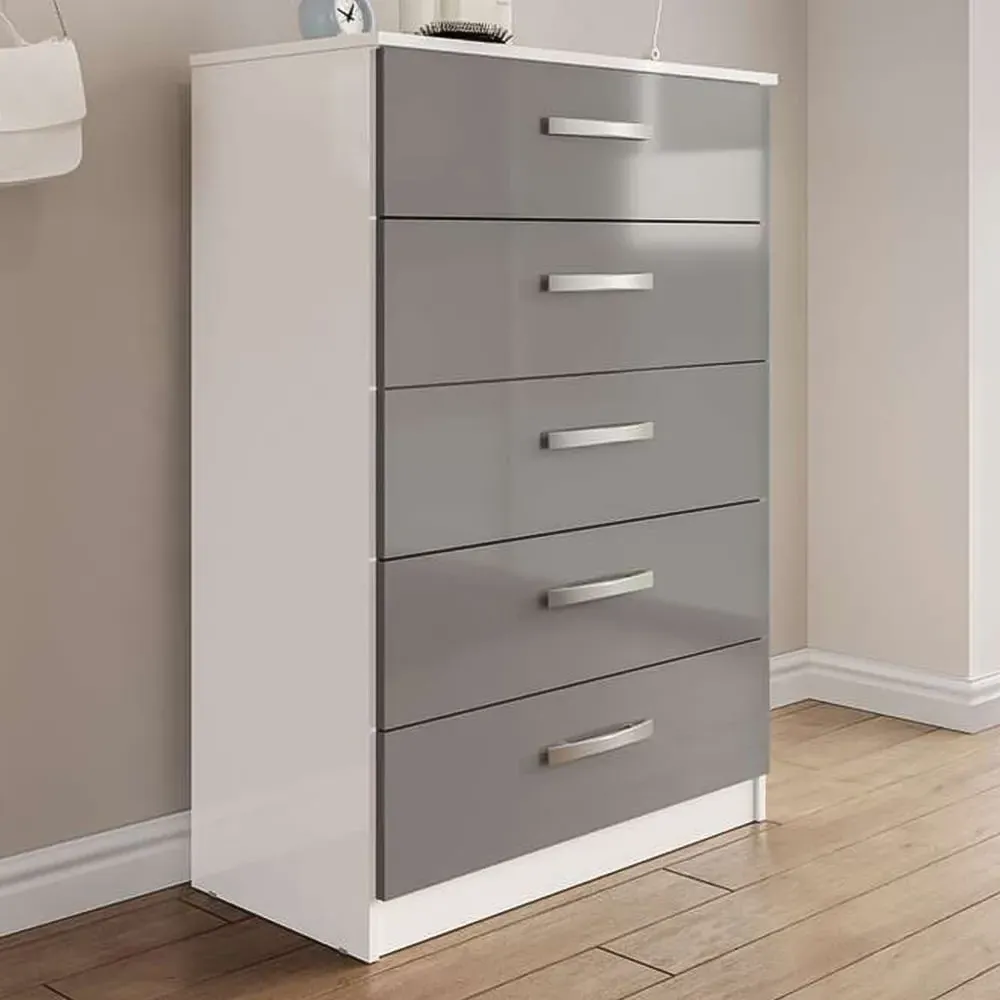 Lynx 5 Drawer Chest of Drawers - White